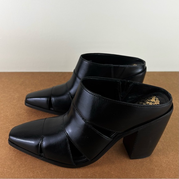 NEW VINCE CAMUTO BLACK LEATHER MULES - Picture 7 of 11